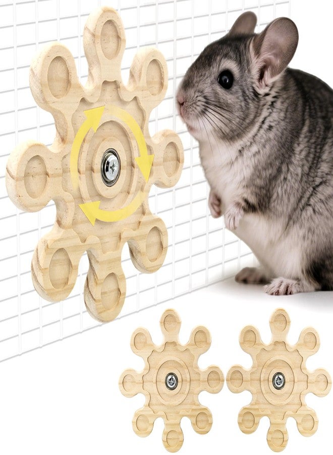Jevnd 2pcs Rotating Natural Wood Chinchilla Chew Toys for Teeth, Interactive Enrichment Toys, Hanging Exercise Chinchilla Toys for Cage for Playtime, Spinner Cage Accessories Wheel - Image 1